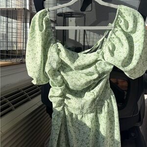 Elegant Green Floral Dress